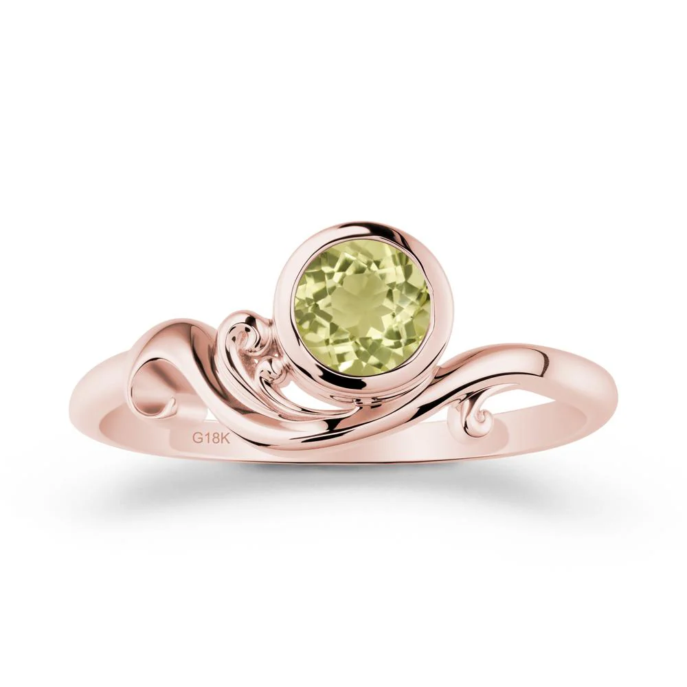 Bezel Setting Round Lemon Quartz Wave Ring - Image 5