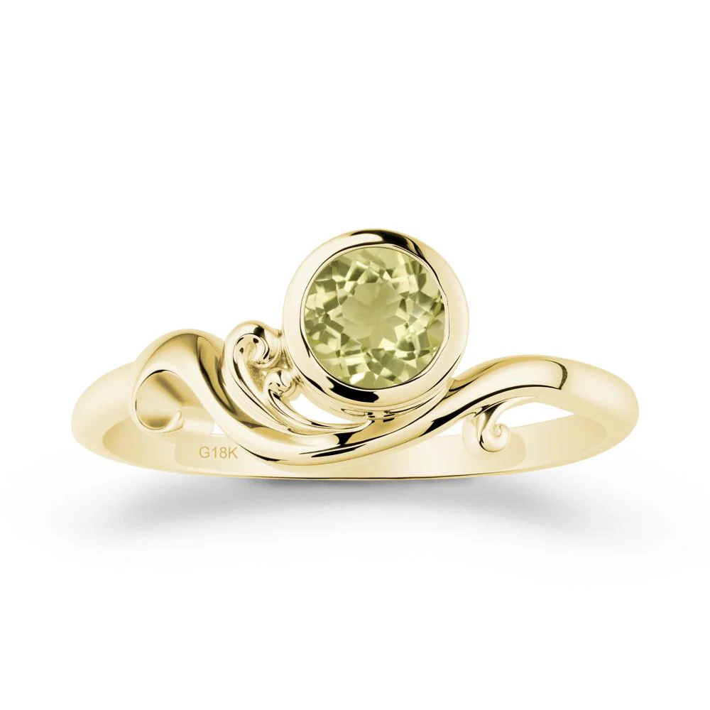 Bezel Setting Round Lemon Quartz Wave Ring - Image 7