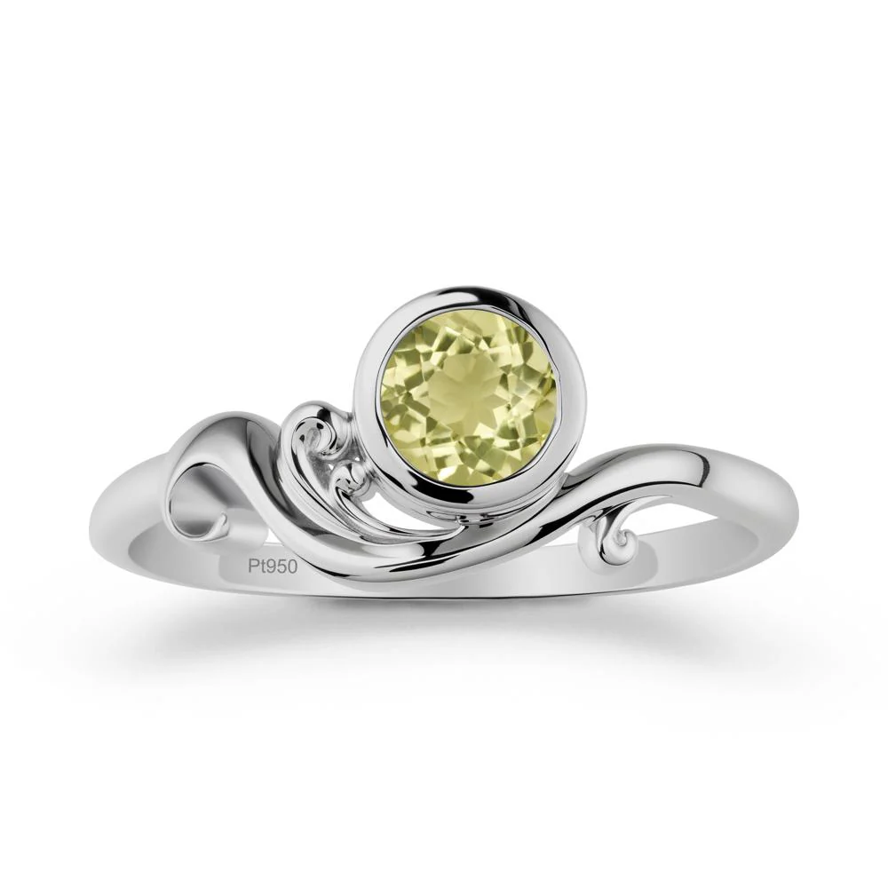 Bezel Setting Round Lemon Quartz Wave Ring - Image 9