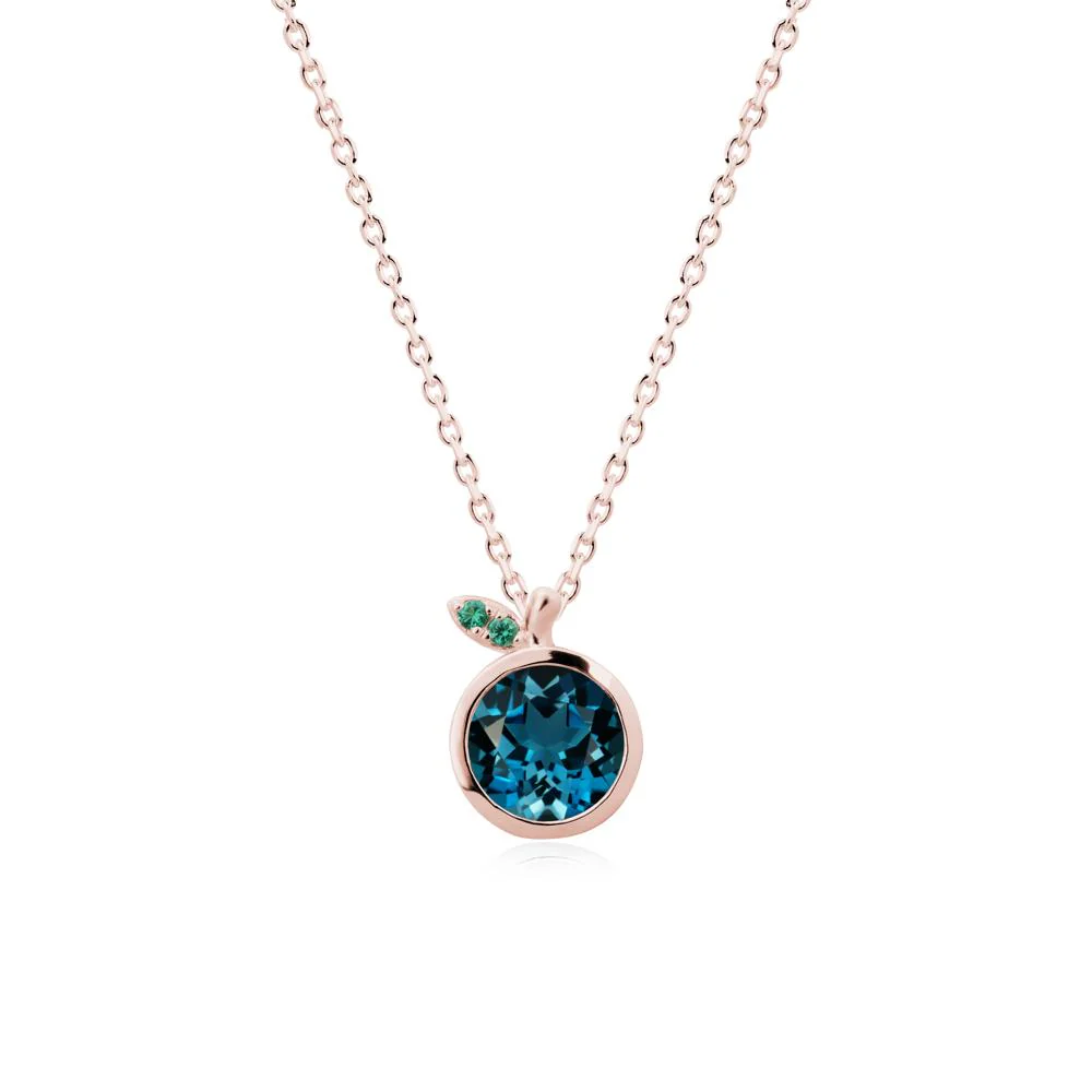 Bezel Setting Round London Blue Topaz and Emerald Fruit Necklace - Image 4