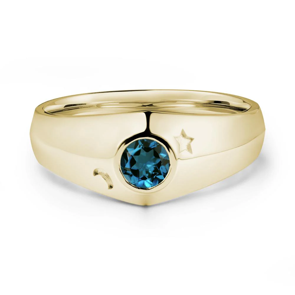 Bezel Setting Round London Blue Topaz Man Ring - Image 3