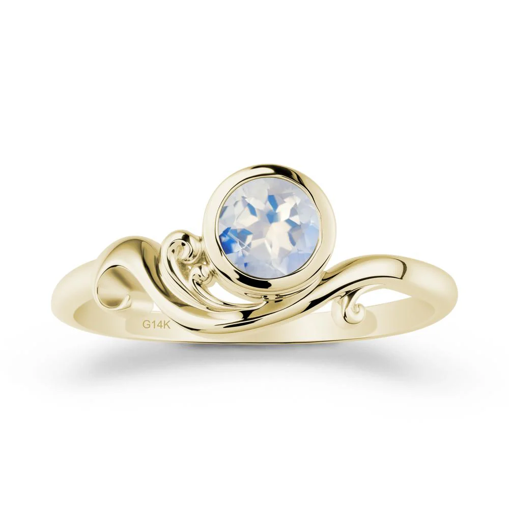 Bezel Setting Round Moonstone Wave Ring - Image 3