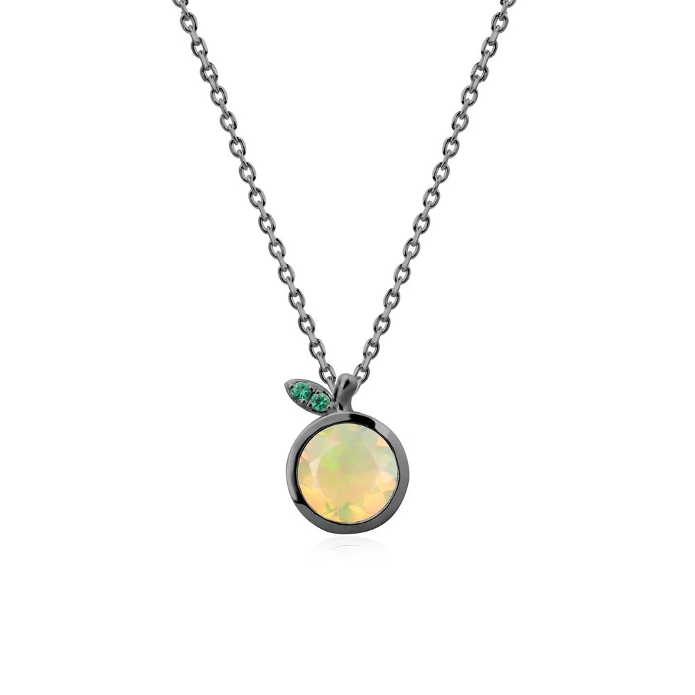 Bezel Setting Round Opal and Emerald Fruit Necklace - Image 8