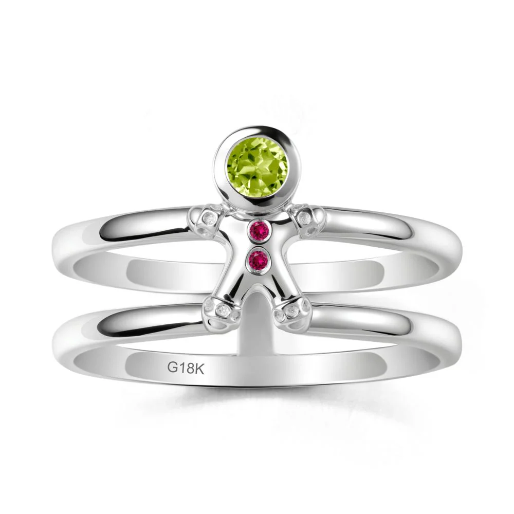 Christmas Peridot and Ruby Ring-Gingerbread Man - Image 5