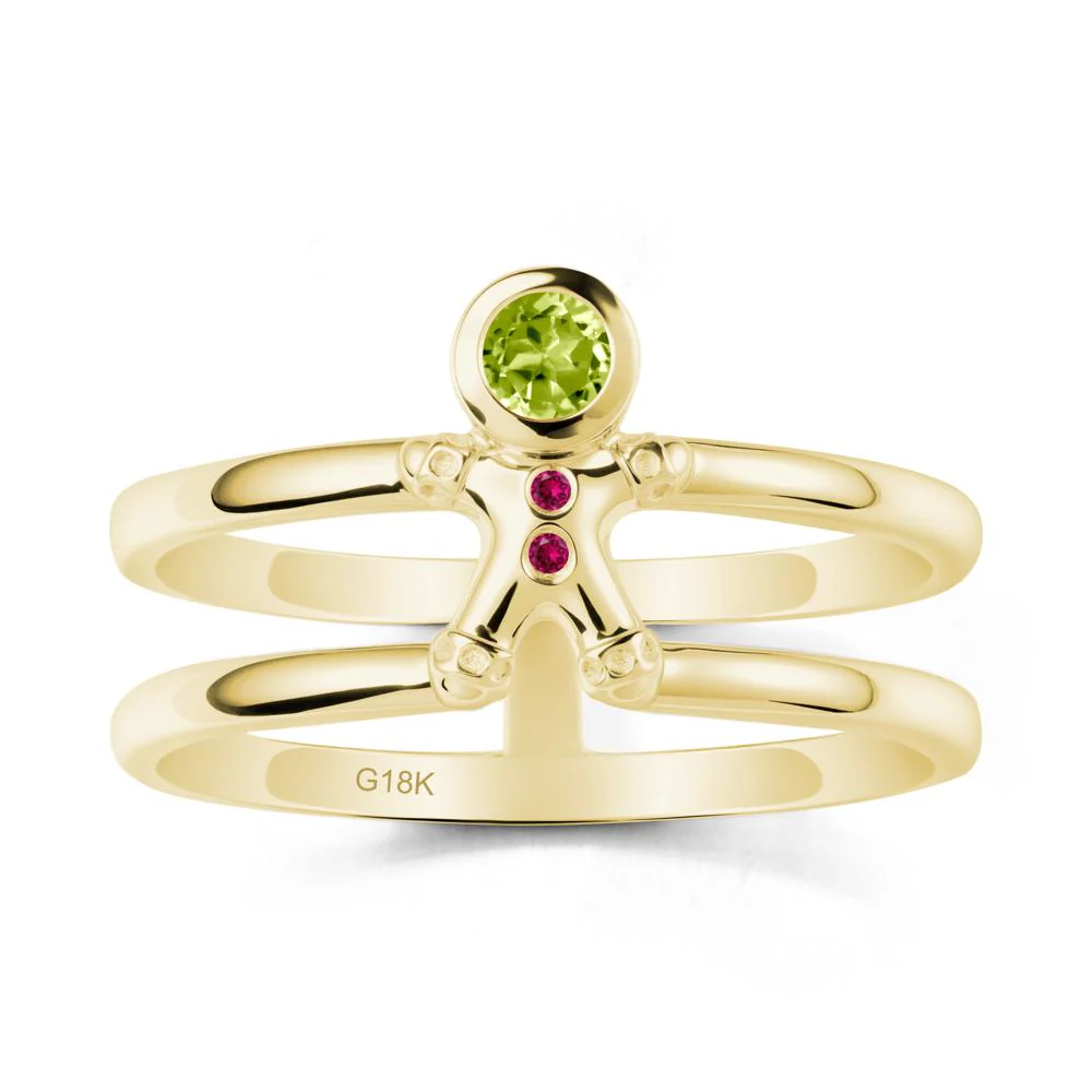 Christmas Peridot and Ruby Ring-Gingerbread Man - Image 6