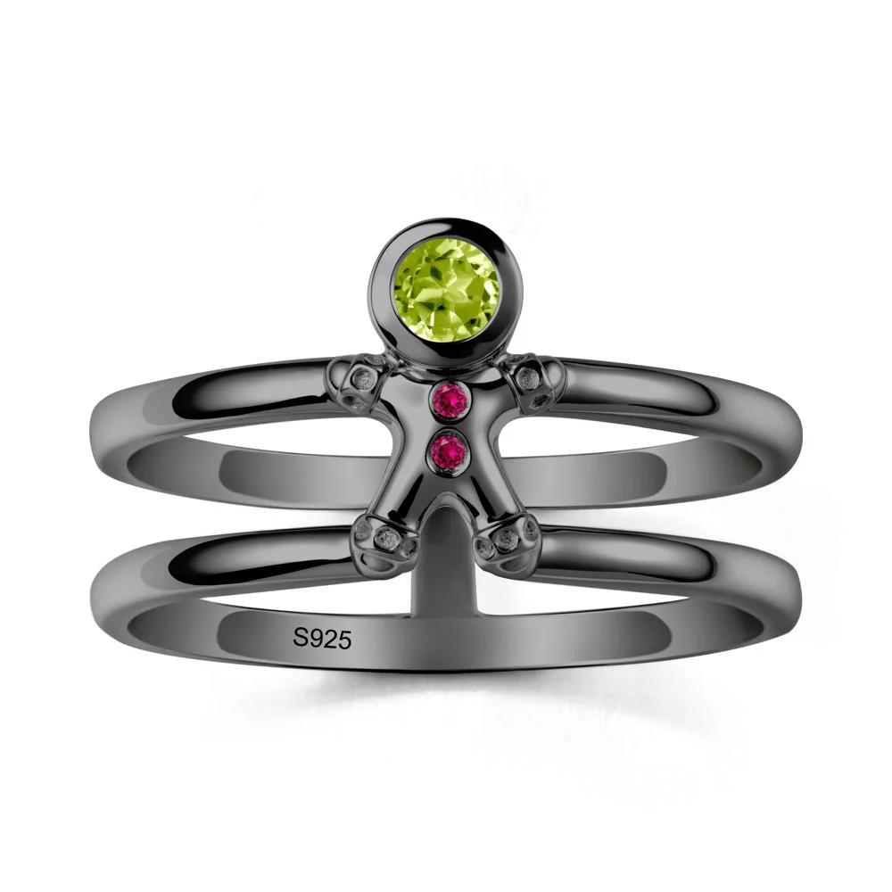 Christmas Peridot and Ruby Ring-Gingerbread Man - Image 7