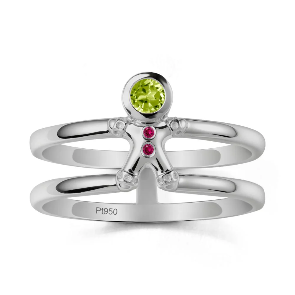 Christmas Peridot and Ruby Ring-Gingerbread Man - Image 8