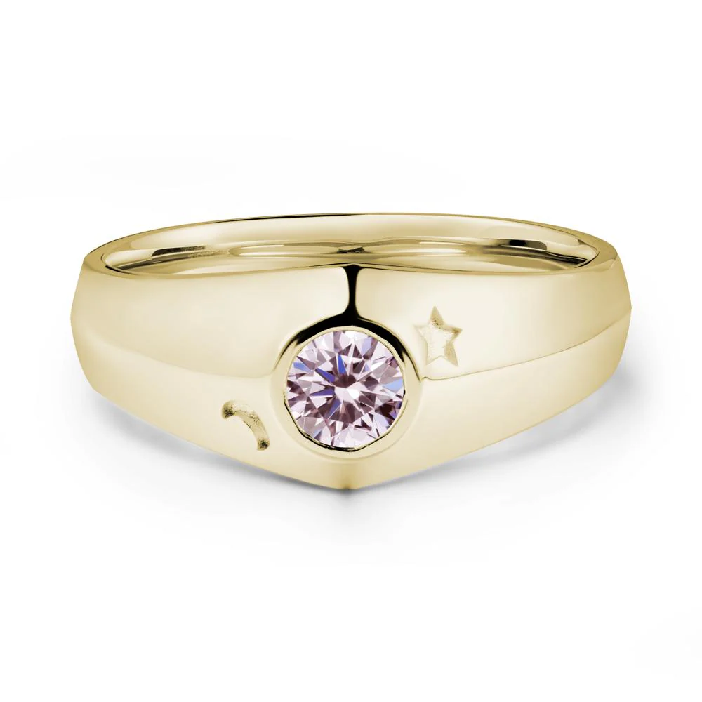 Bezel Setting Round Pink Cubic Zirconia Man Ring - Image 4