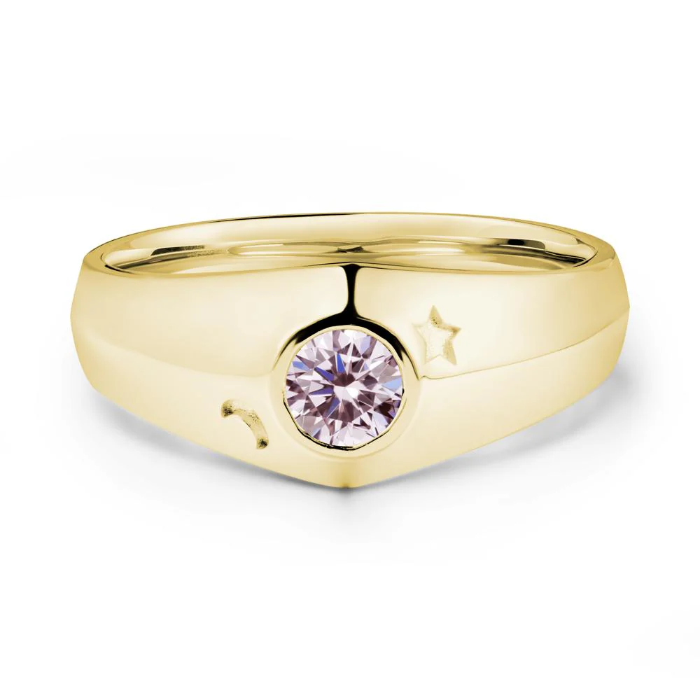 Bezel Setting Round Pink Cubic Zirconia Man Ring - Image 7