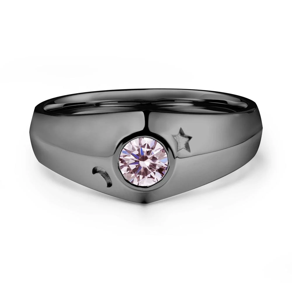 Bezel Setting Round Pink Cubic Zirconia Man Ring - Image 8