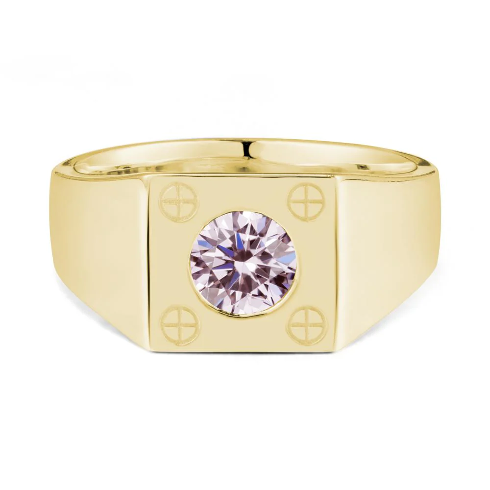 Bezel Setting Round Pink Cubic Zirconia Ring for Men - Image 7