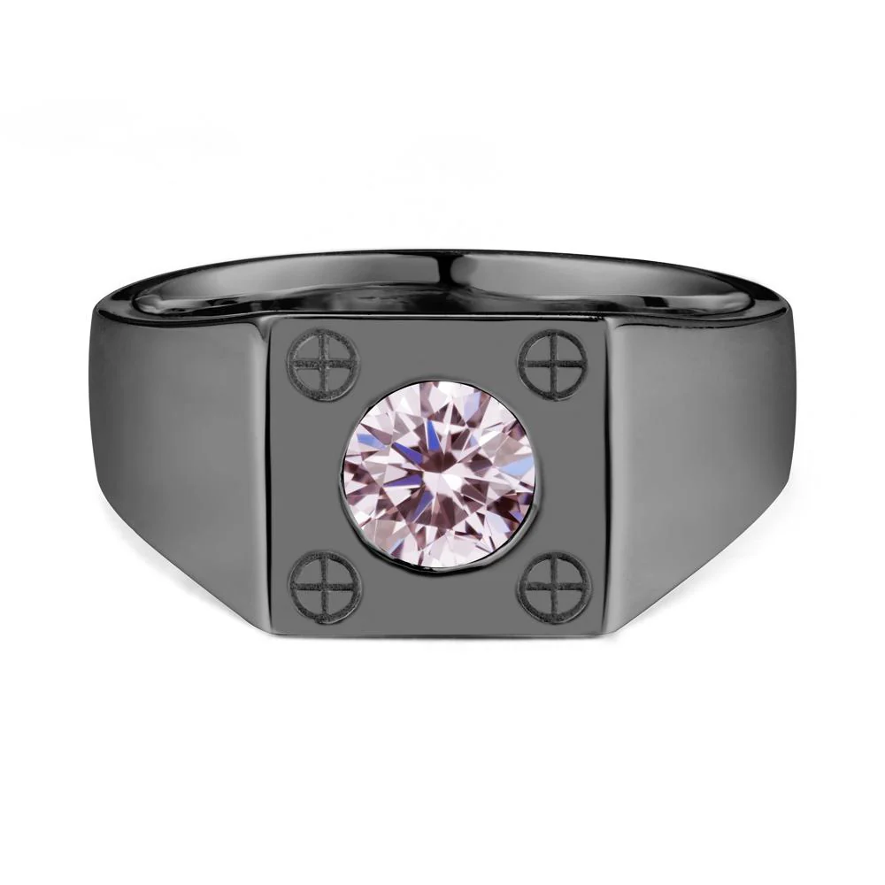 Bezel Setting Round Pink Cubic Zirconia Ring for Men - Image 8