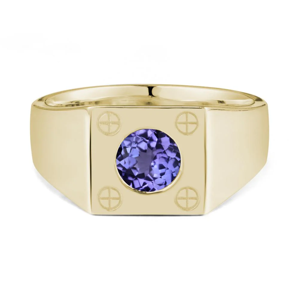 Bezel Setting Round Tanzanite Ring for Men - Image 4