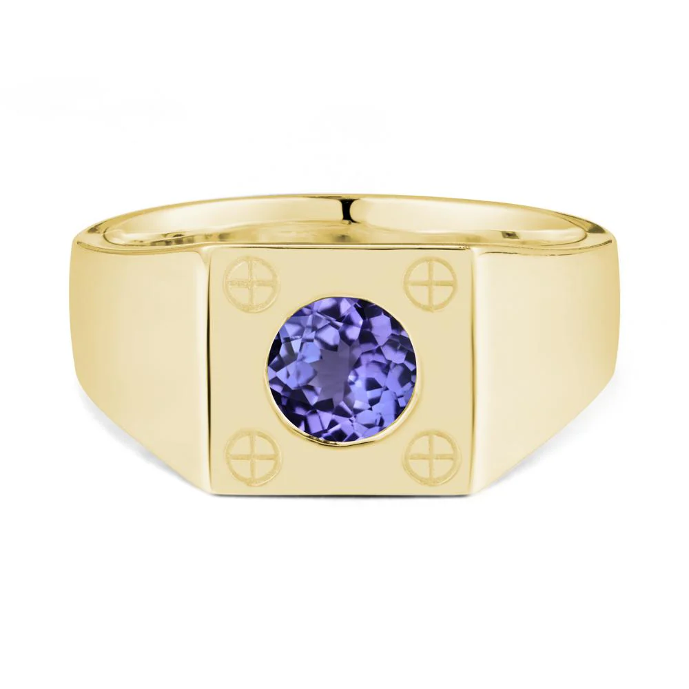 Bezel Setting Round Tanzanite Ring for Men - Image 7