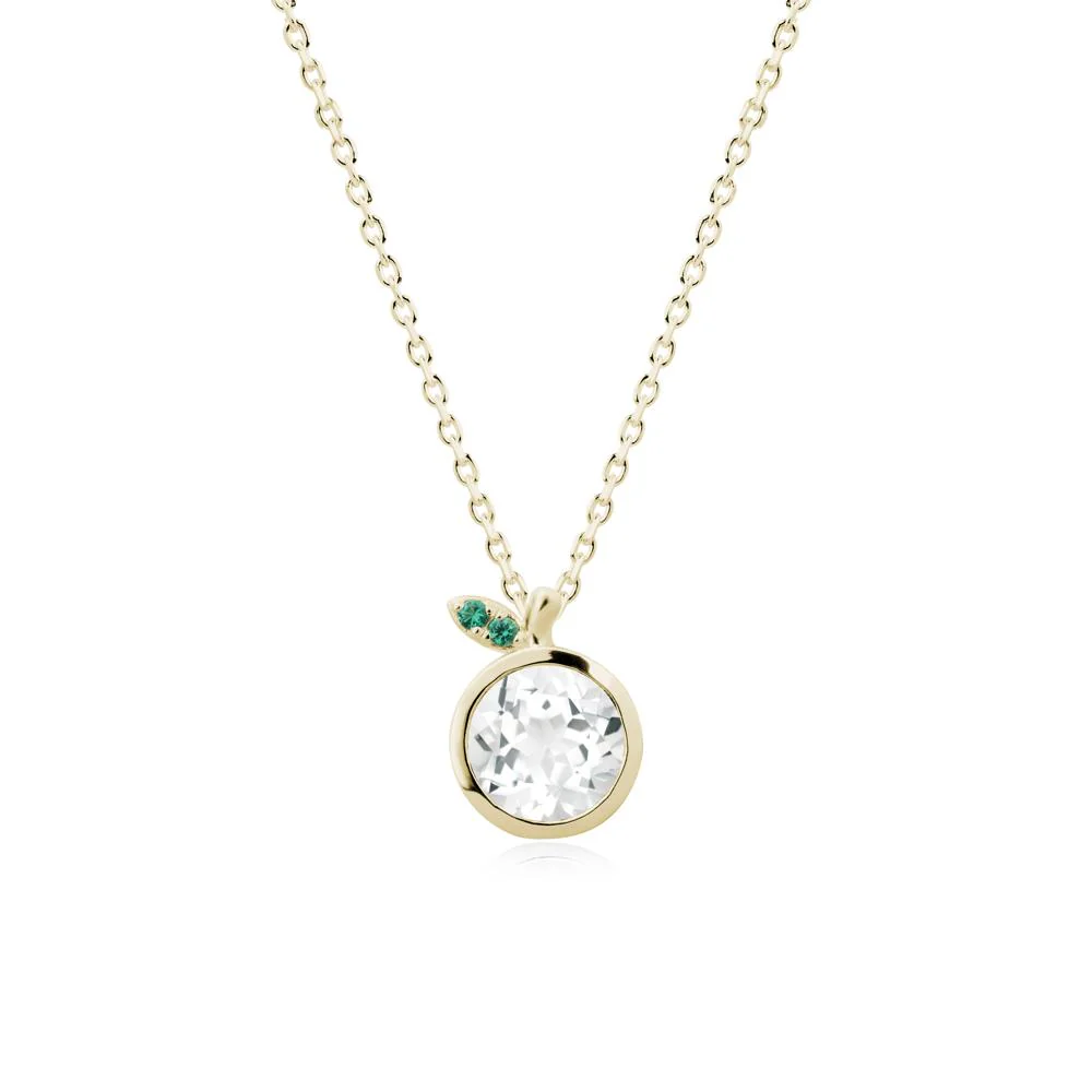 Bezel Setting Round White Topaz and Emerald Fruit Necklace - Image 3