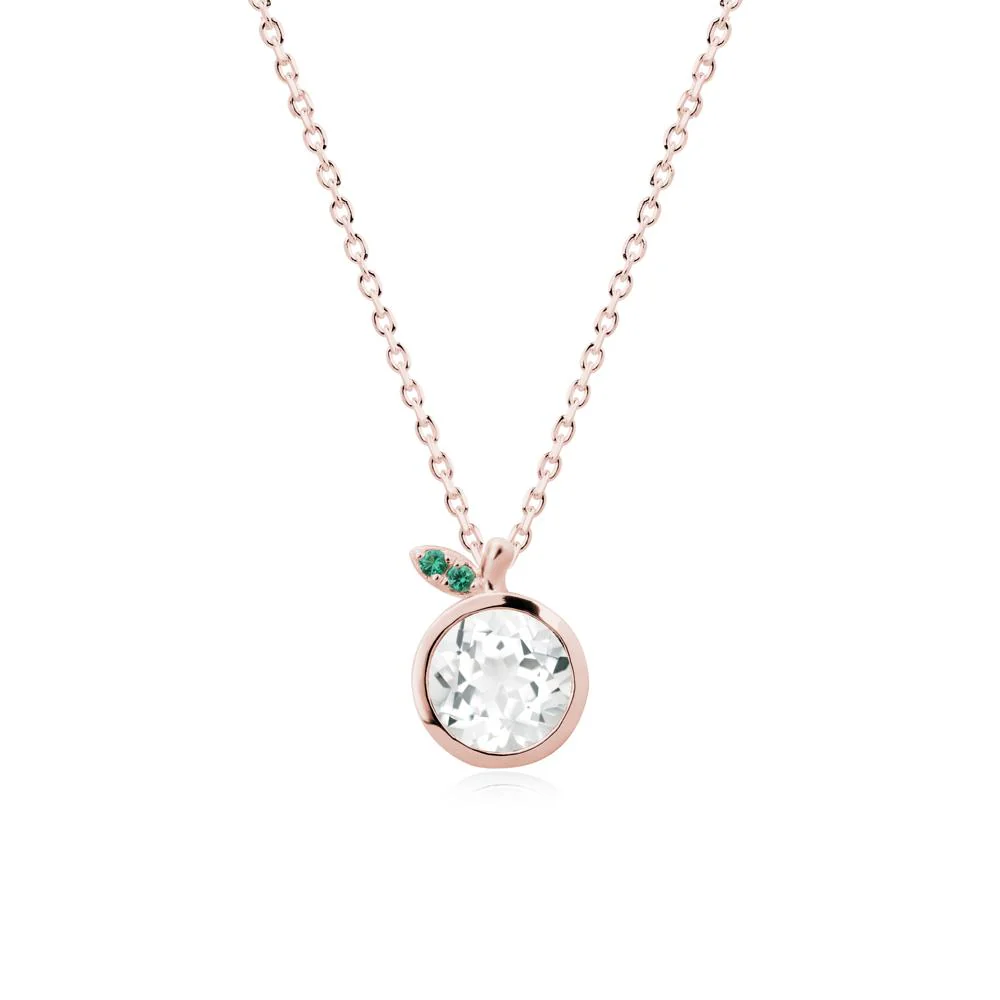 Bezel Setting Round White Topaz and Emerald Fruit Necklace - Image 4