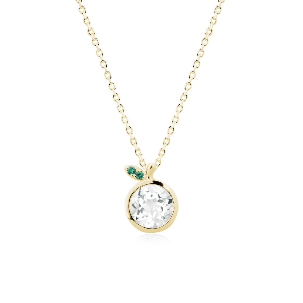 Bezel Setting Round White Topaz and Emerald Fruit Necklace - Image 6