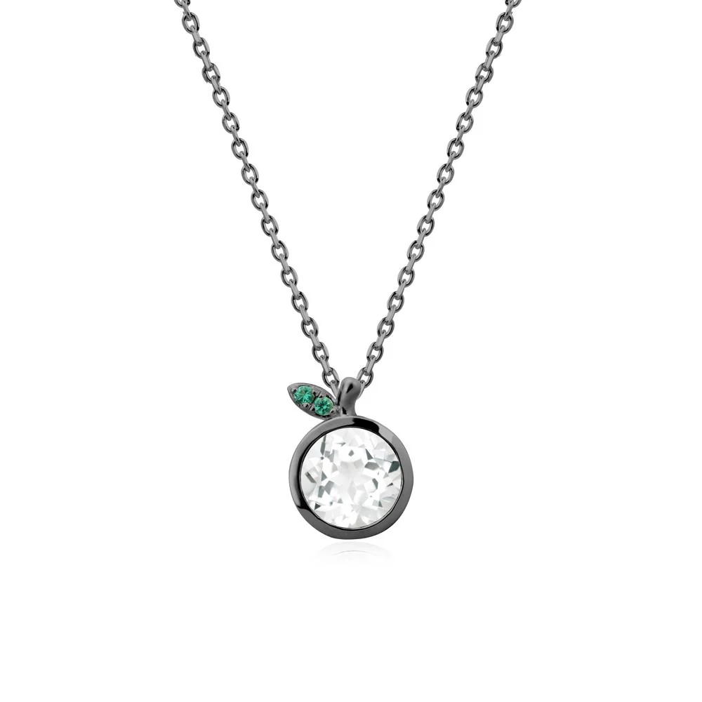 Bezel Setting Round White Topaz and Emerald Fruit Necklace - Image 7