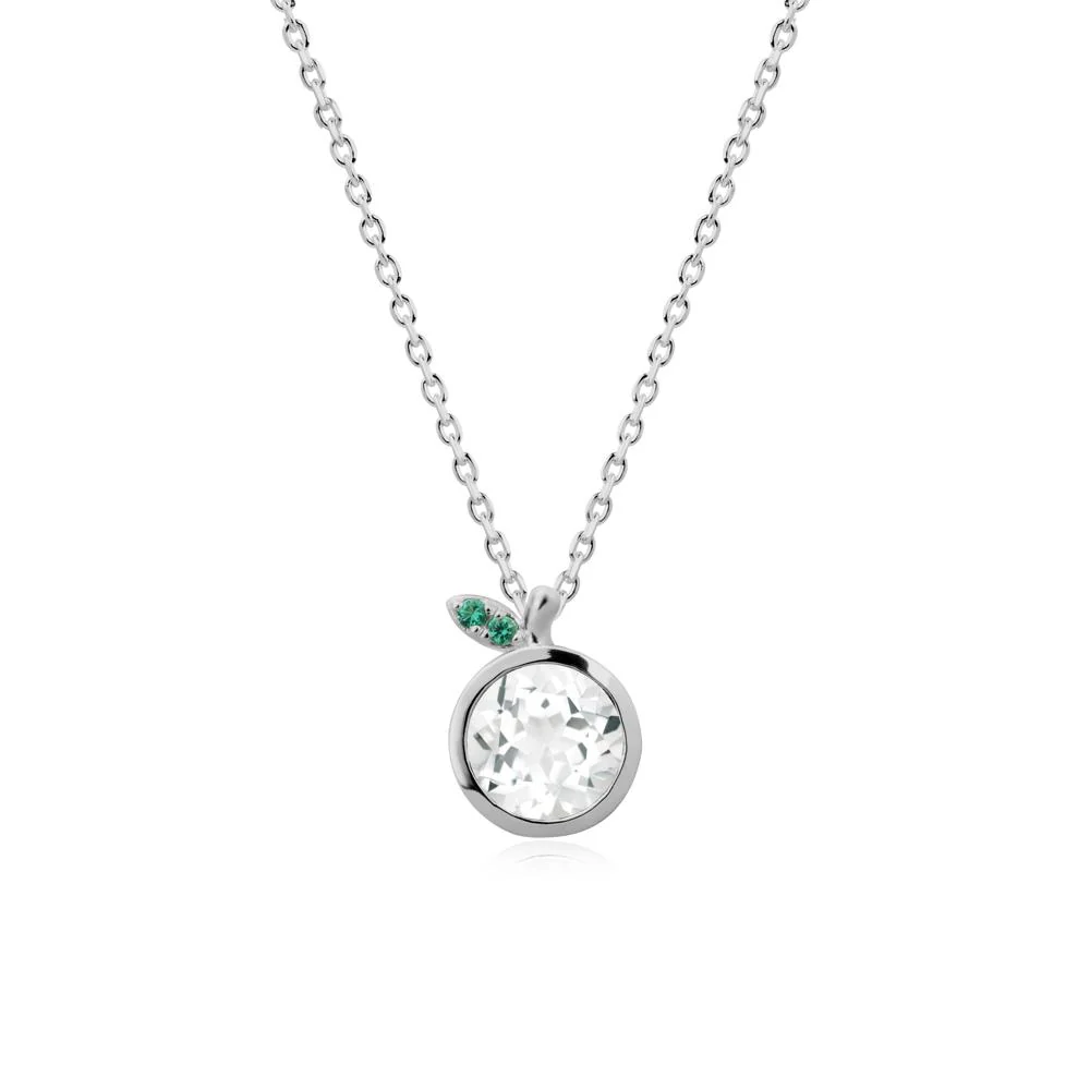 Bezel Setting Round White Topaz and Emerald Fruit Necklace - Image 8
