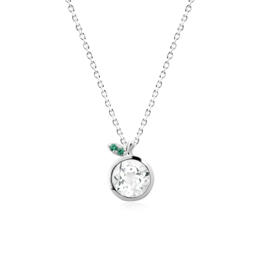Bezel Setting Round White Topaz and Emerald Fruit Necklace - Image 9