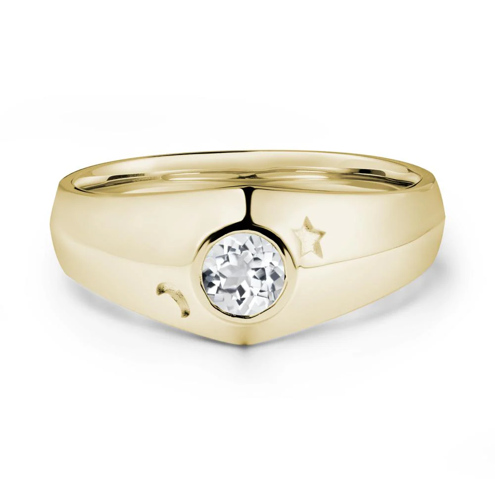 Bezel Setting Round White Topaz Man Ring - Image 4