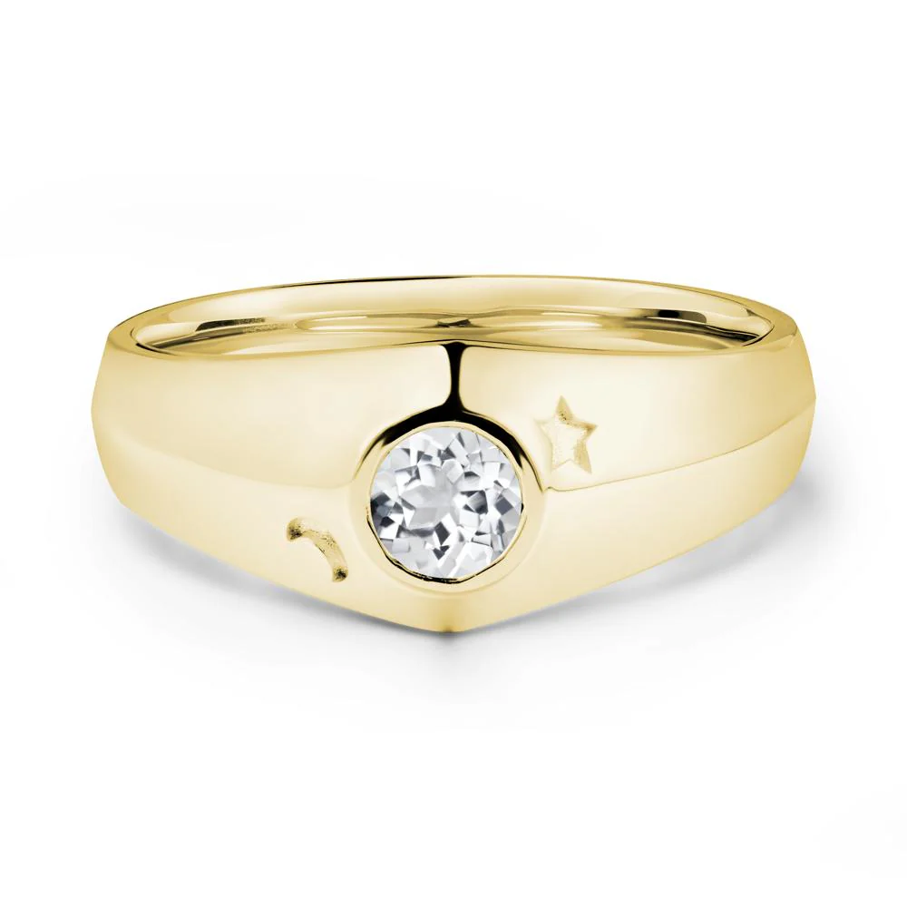 Bezel Setting Round White Topaz Man Ring - Image 7