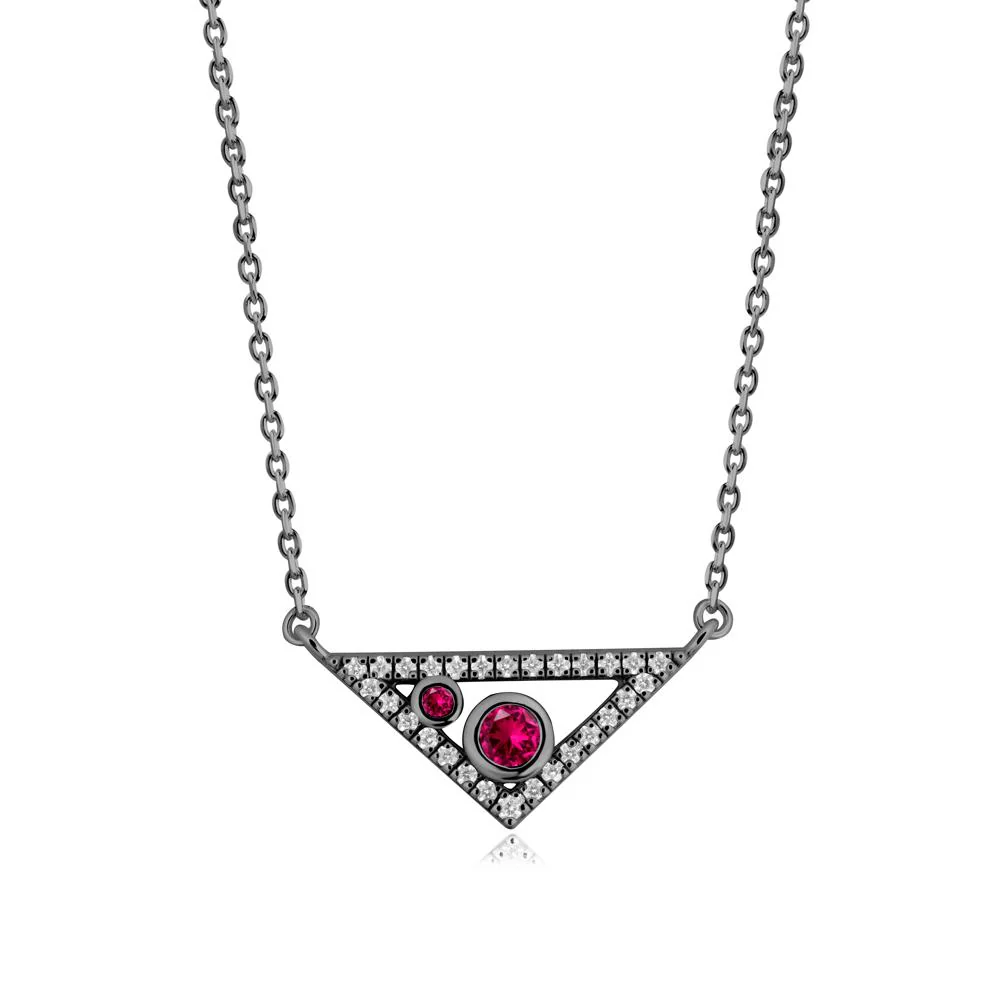 Bezel Setting Ruby Triangle Pendant - Image 6