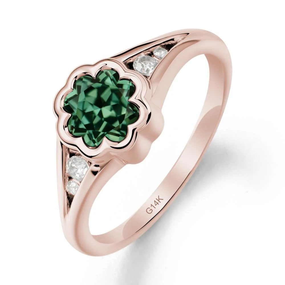 Bezel Setting Split Band Green Sapphire Ring - Image 2