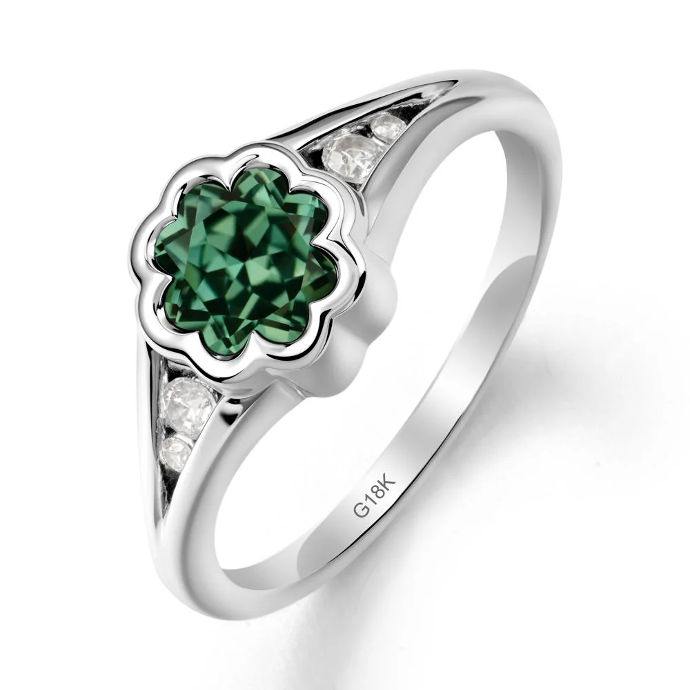 Bezel Setting Split Band Green Sapphire Ring - Image 6