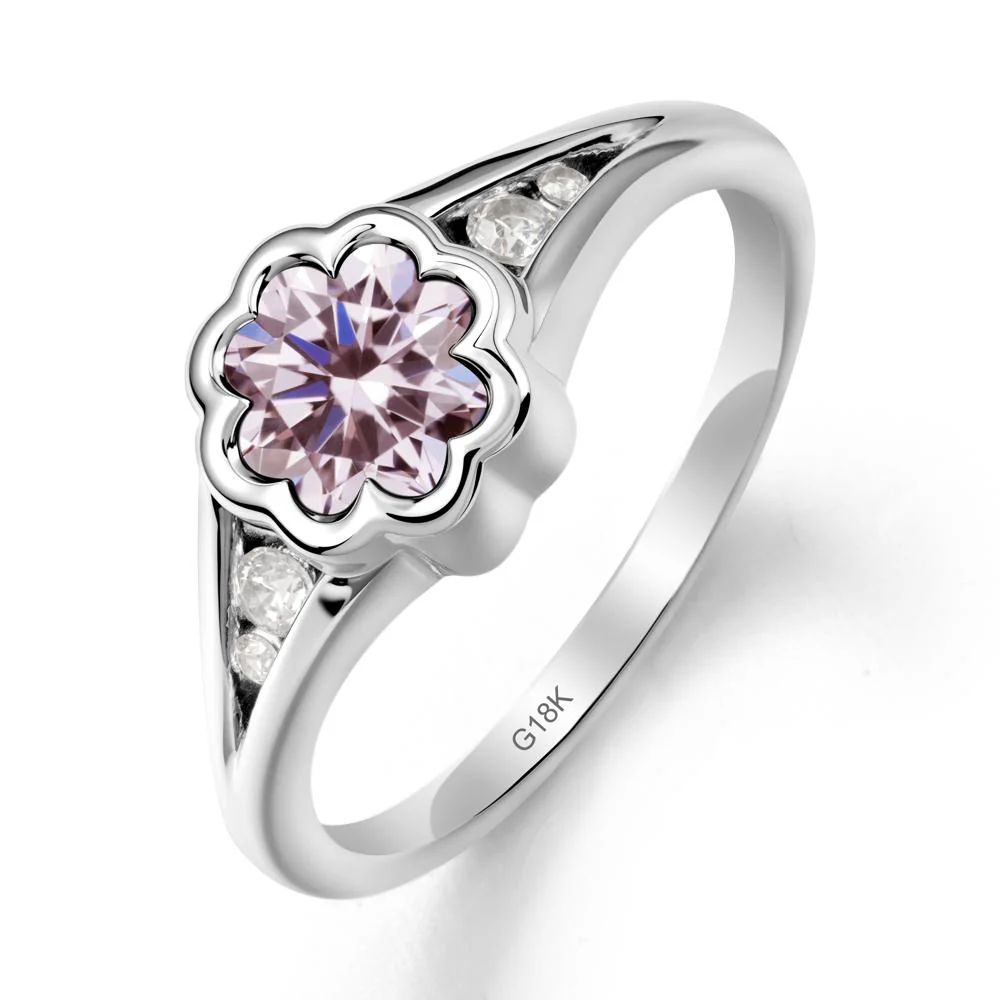 Bezel Setting Split Band Pink Cubic Zirconia Ring - Image 5