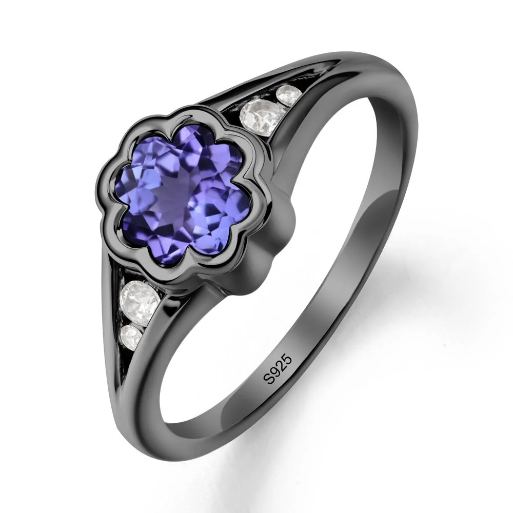 Bezel Setting Split Band Tanzanite Ring
