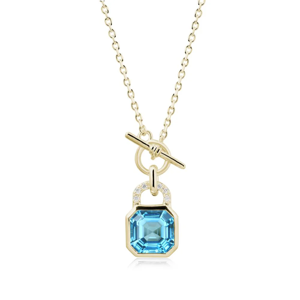 Bezel Swiss Blue Topaz Toggle Necklace