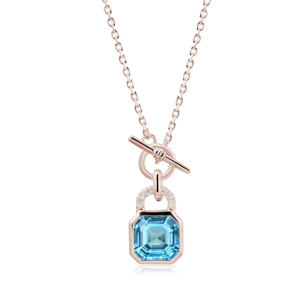 Bezel Swiss Blue Topaz Toggle Necklace - Image 2