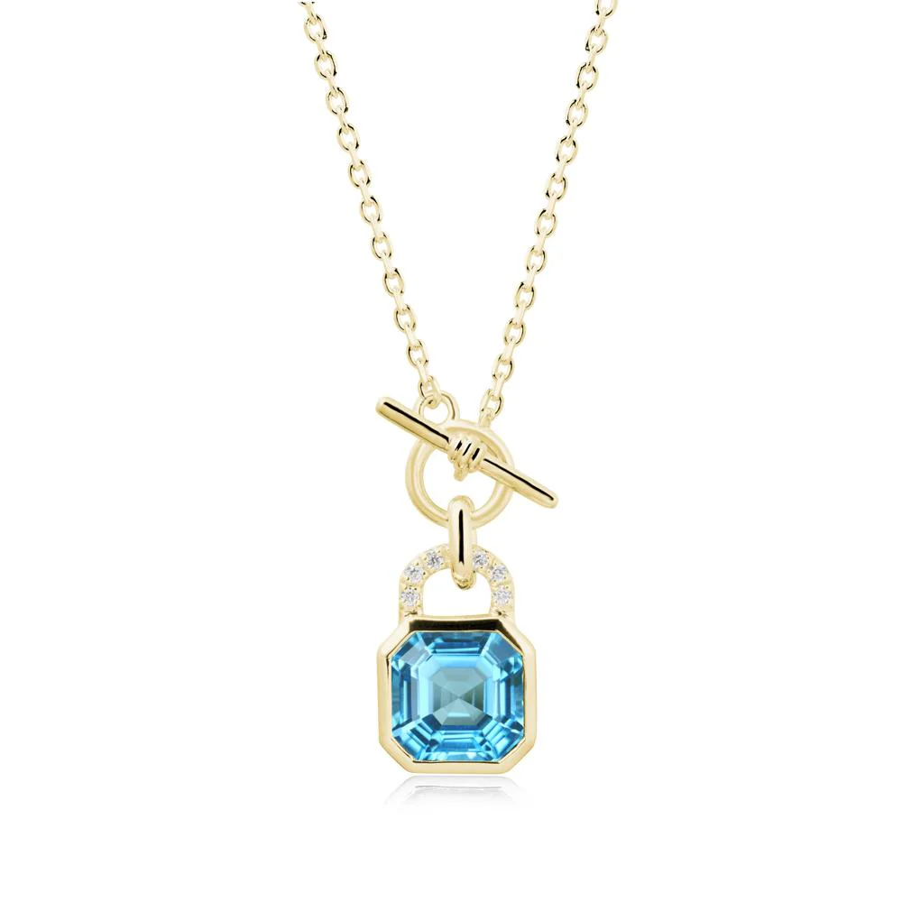 Bezel Swiss Blue Topaz Toggle Necklace - Image 6
