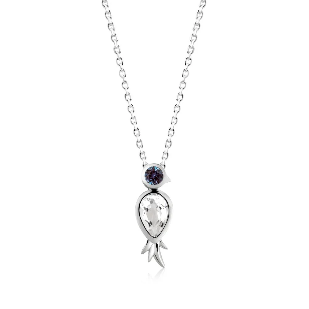 Bird Inspired Teardrop Cut White Topaz and Alexandrite Necklace - Image 9