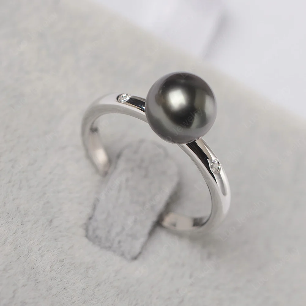 Classic Black Pearl Engagement Ring