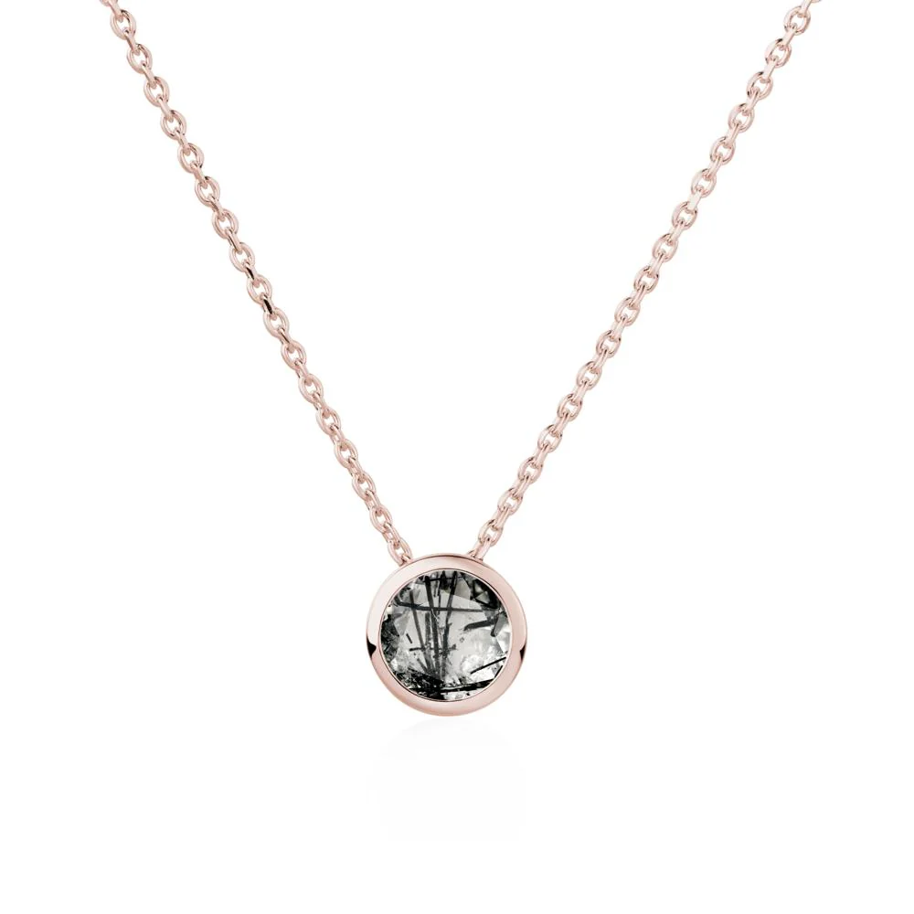 Black Rutilated Quartz Bezel Solitaire Necklace - Image 7
