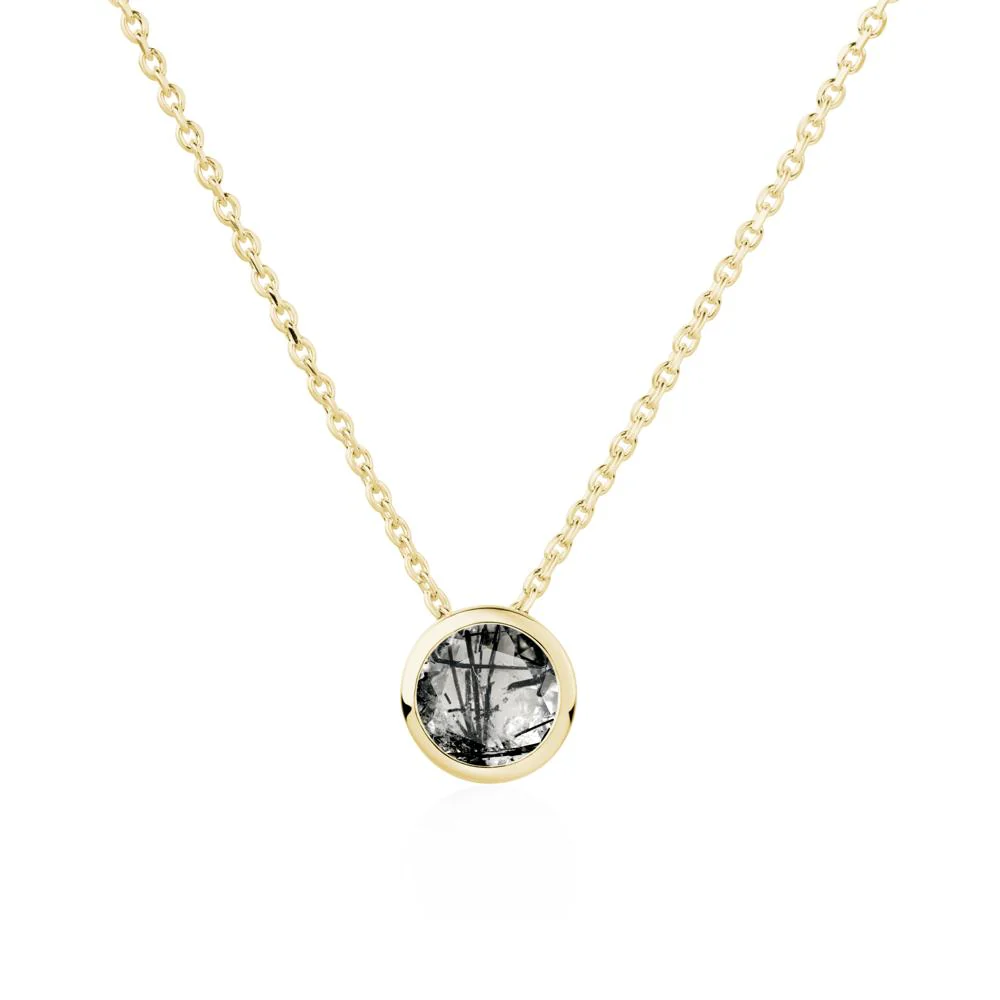 Black Rutilated Quartz Bezel Solitaire Necklace - Image 9