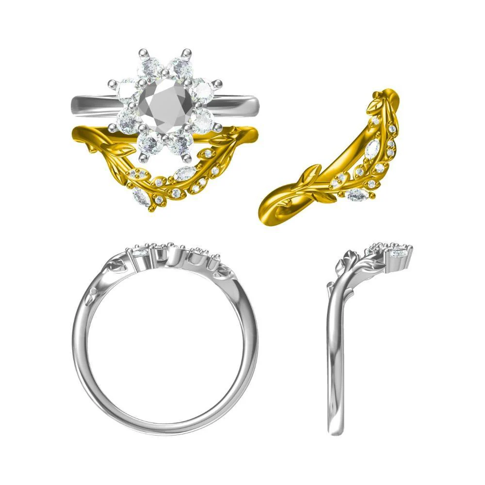 Black Rutilated Quartz Sunburst Halo Ring - Image 10