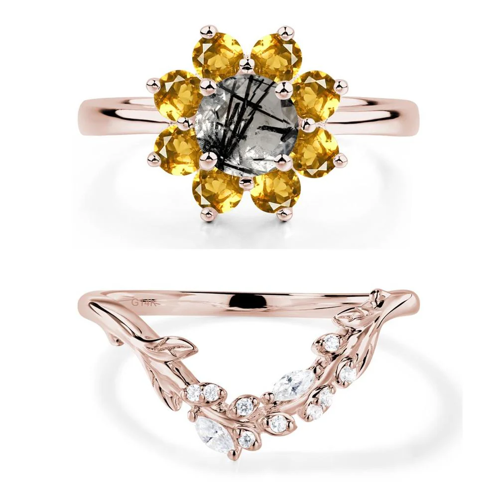 Black Rutilated Quartz Sunburst Halo Ring - Image 11