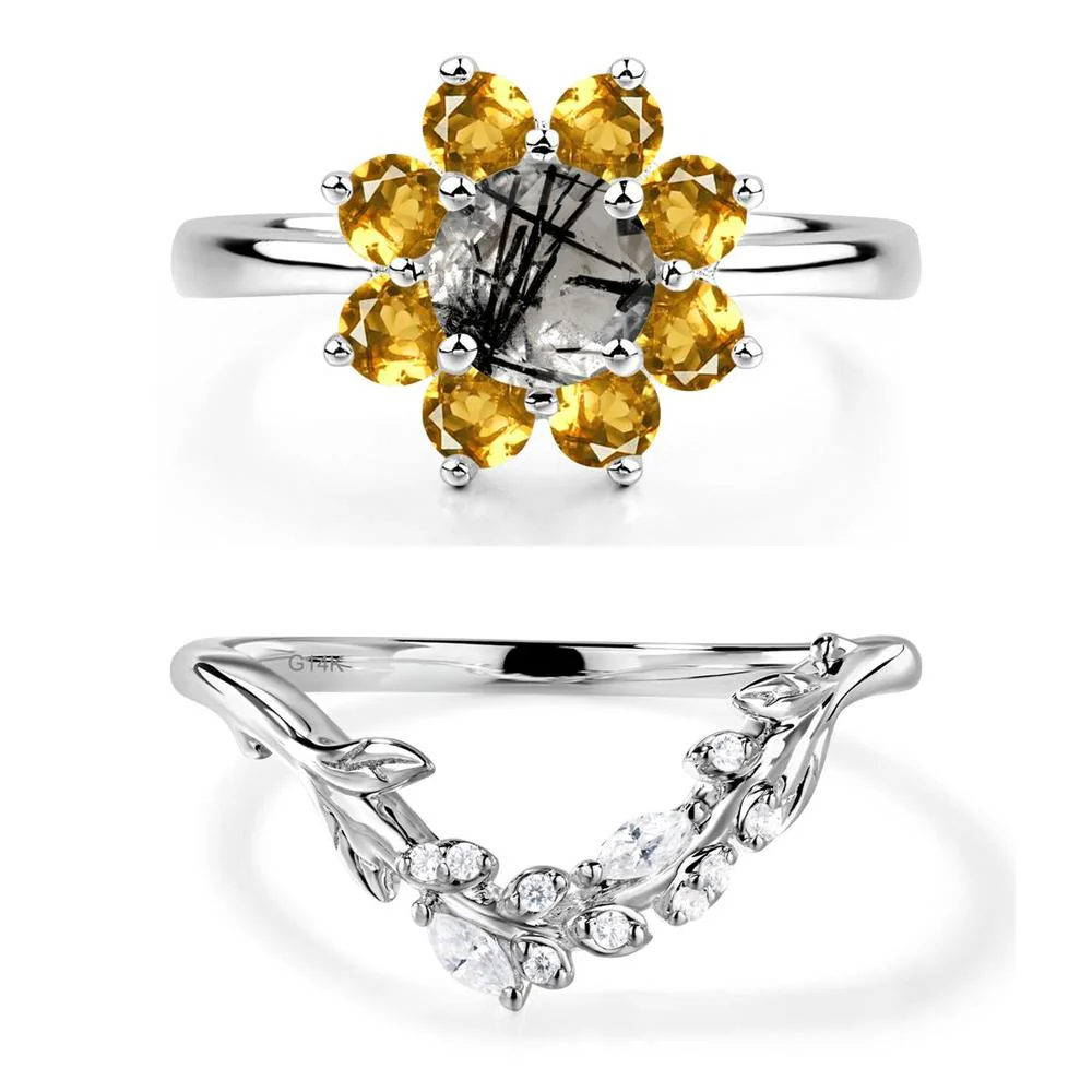 Black Rutilated Quartz Sunburst Halo Ring - Image 13