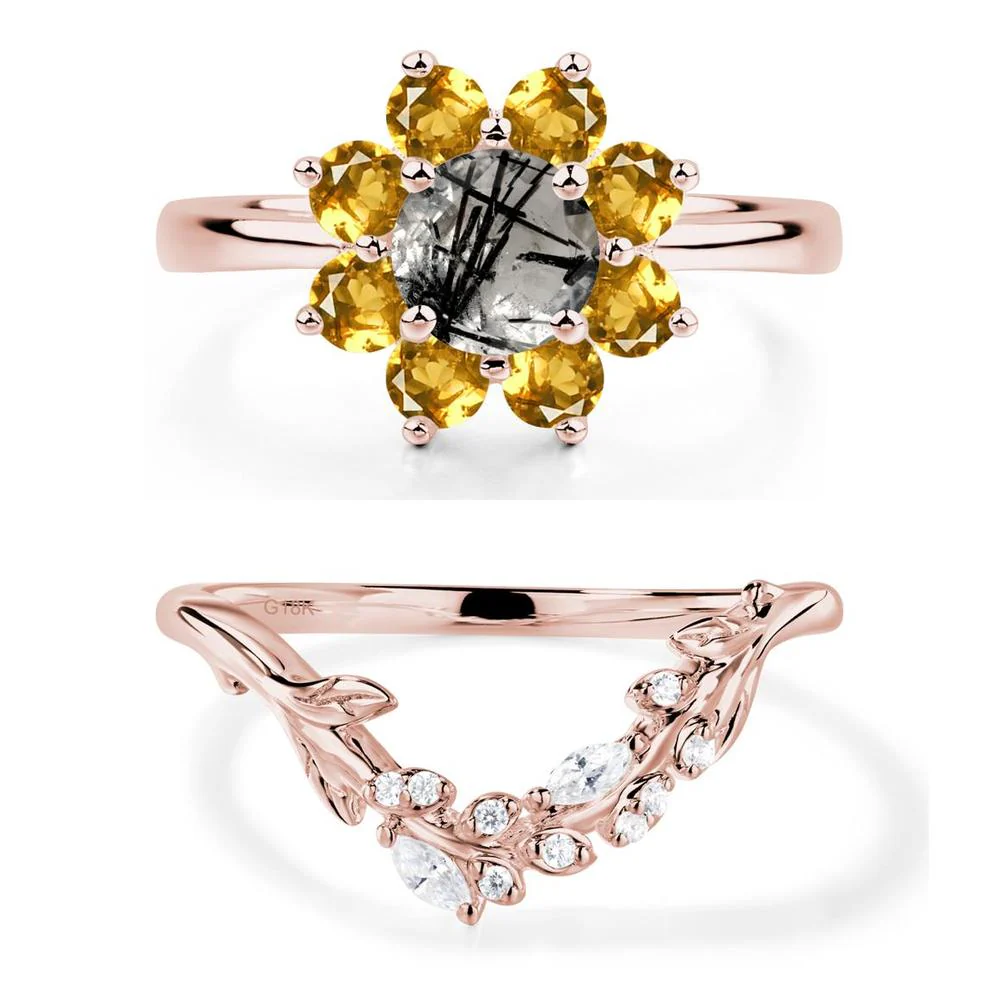 Black Rutilated Quartz Sunburst Halo Ring - Image 17