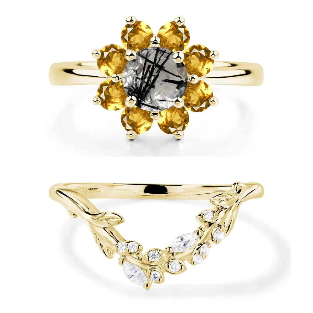 Black Rutilated Quartz Sunburst Halo Ring - Image 21