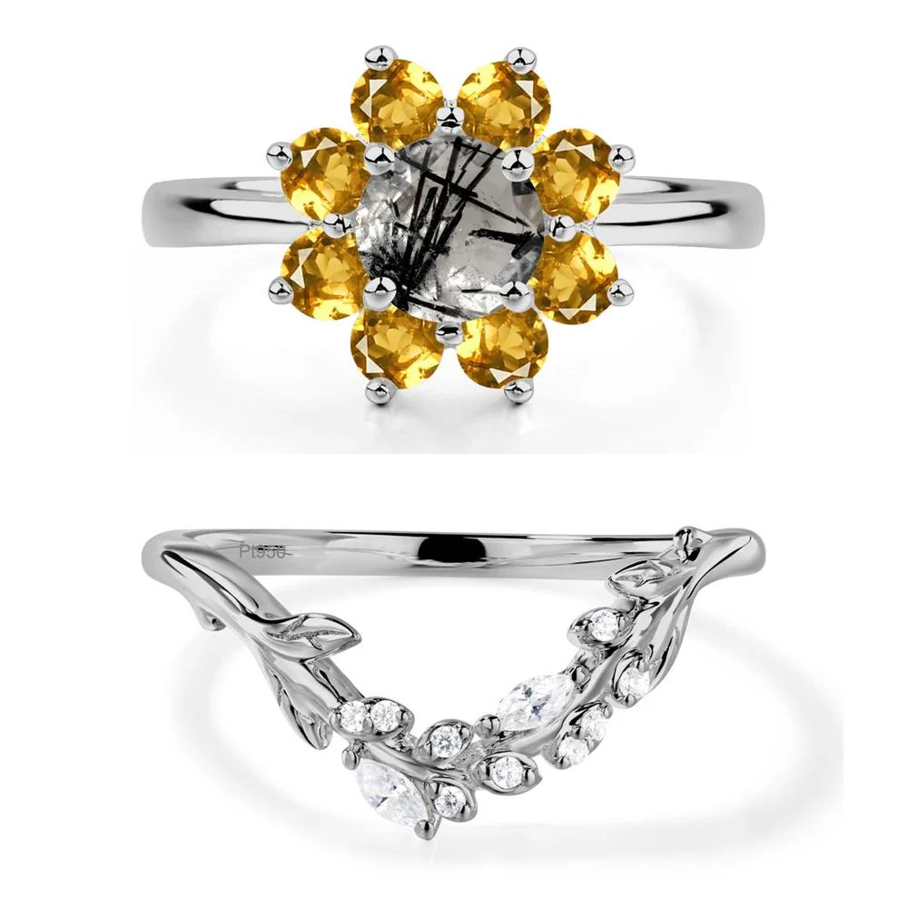 Black Rutilated Quartz Sunburst Halo Ring - Image 25