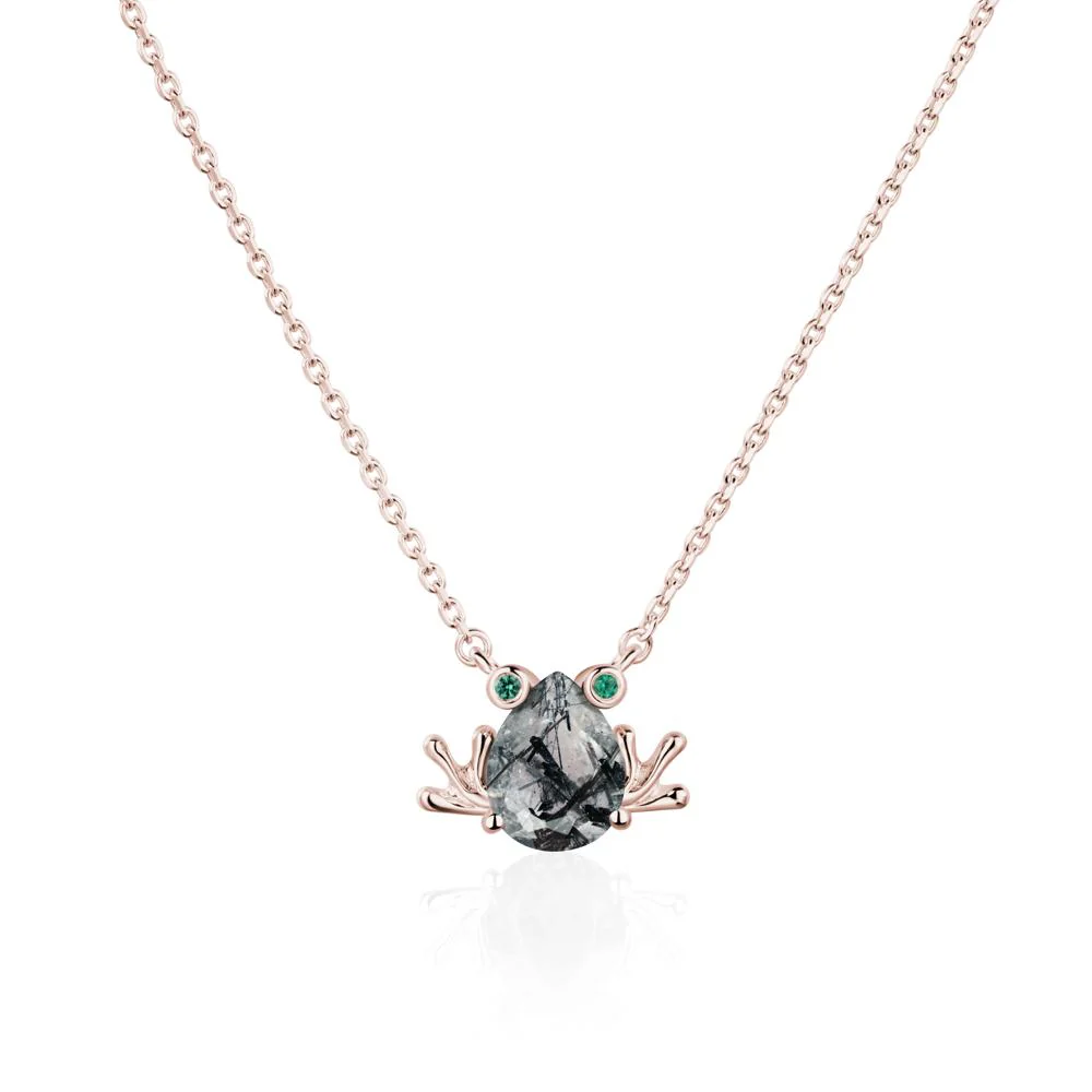 Black Rutilated Quartz Frog Necklace - Image 5