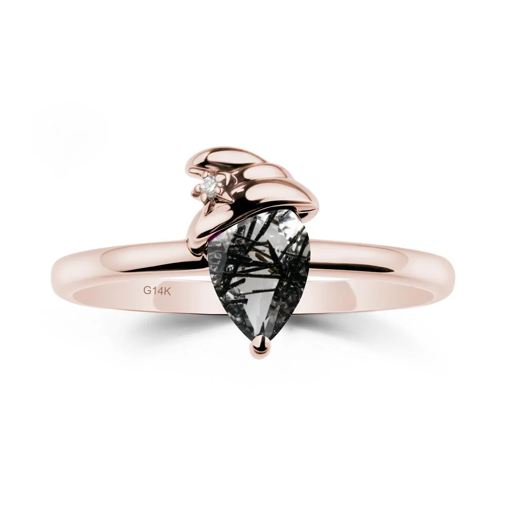 Black Rutilated Quartz Halloween Witch Hat Ring - Image 2