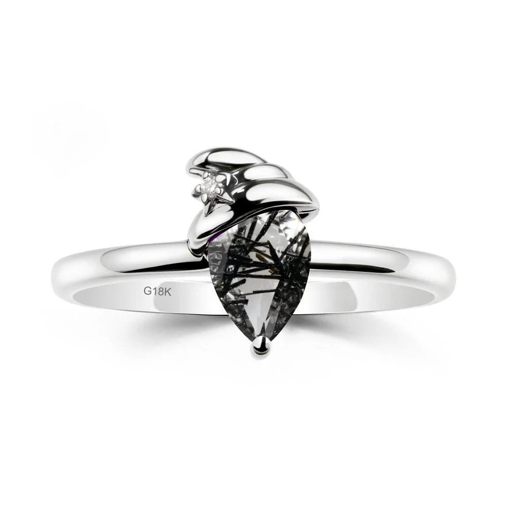 Black Rutilated Quartz Halloween Witch Hat Ring - Image 6