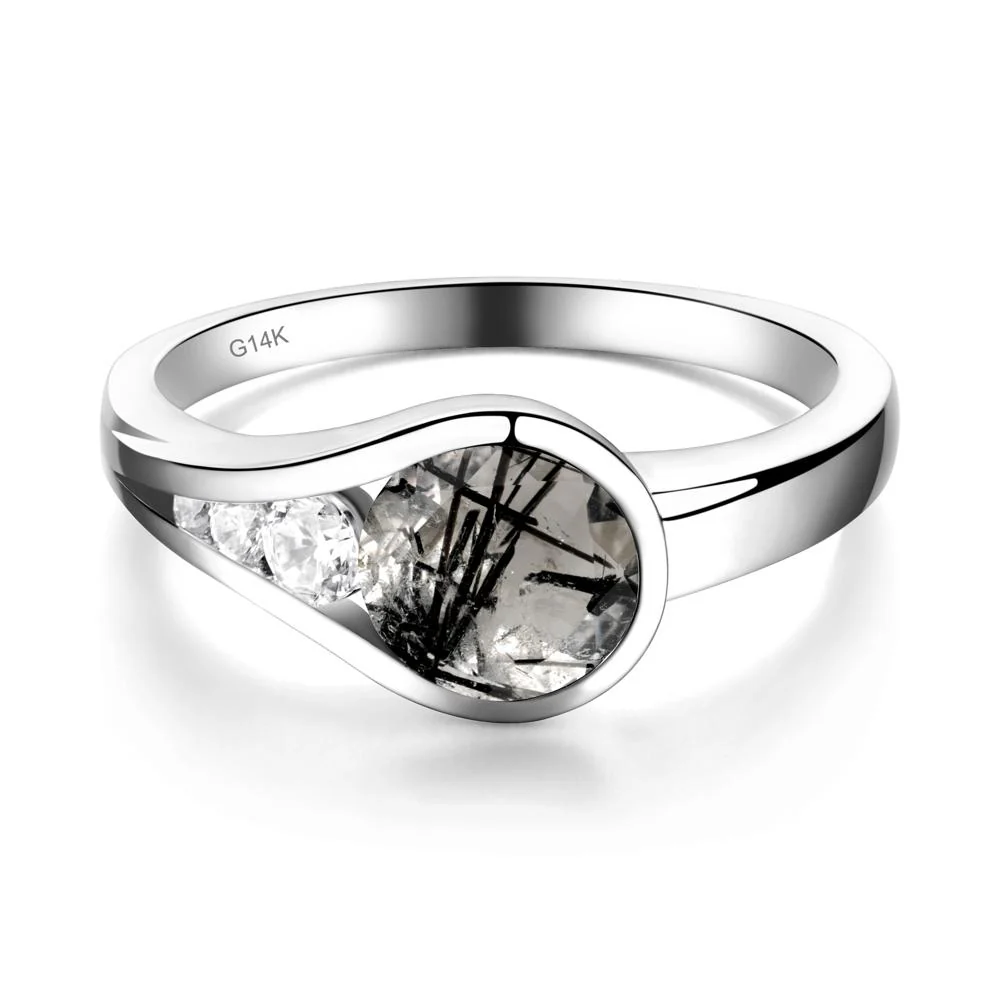 Black Rutilated Quartz Rupert's Drop Ring - Image 2