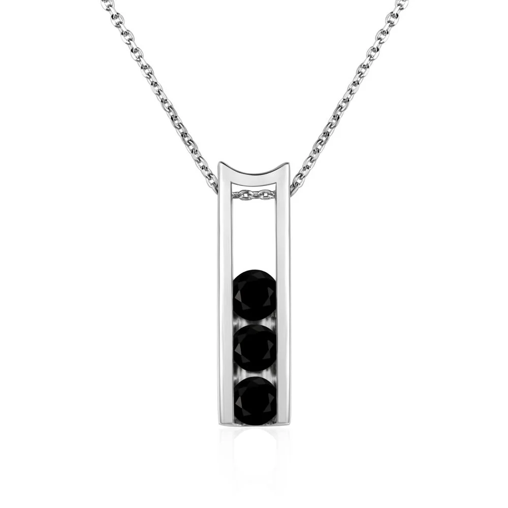 Black Spinel 3 Stones Mothers Necklace - Image 3