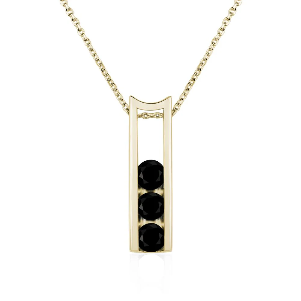 Black Spinel 3 Stones Mothers Necklace - Image 4